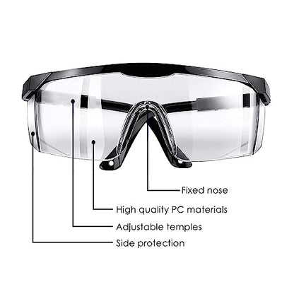 Safety Glasses, 5PCS Adjustable Wide-Vision Protective Glasses, Lightweight Fog-Proof Safety Goggles - color: Black