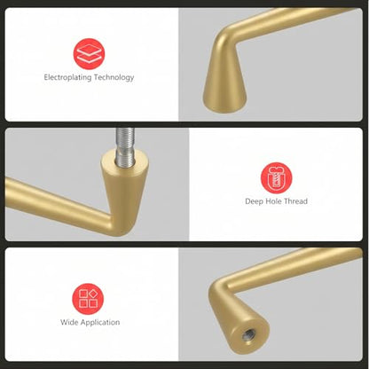 homdiy 10 Pack 5in Gold Cabinet Pulls for Kitchen Cabinet Handles - color: Brushed Brass, size: 5-1/16in(128mm) hole centers