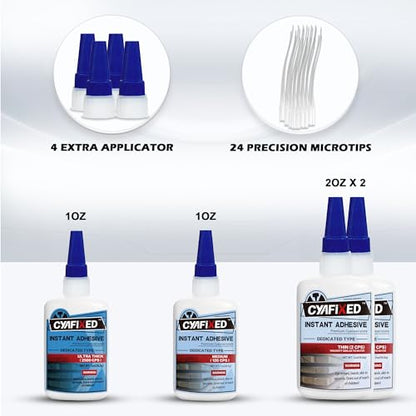 Super Glue Kits, Thin, Medium & Ultra Thick, 6 oz CA Glue for Woodworking - size: 6 oz