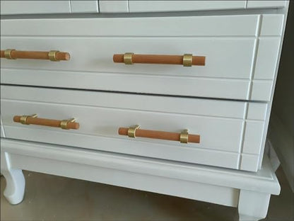 Adjustable Drawer Pulls Natural Wood and Brass Cabinet Handles for Kitchen Cupboard Closet,4Set Boho Wood and Gold Dresser Knob Unfinished DIY Brushed Brass Base 7~9.5 Inch 4Pack - size: 7~9.5 Inch 4Pack