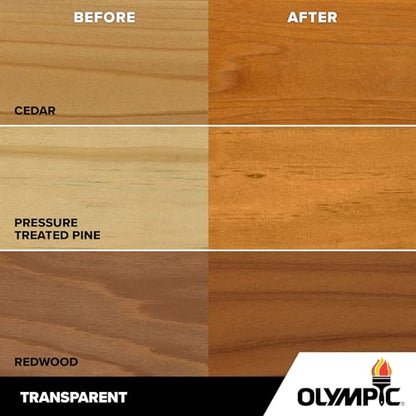 Olympic Maximum 1 gal Cedar Transparent Exterior Wood Stain & Sealer in One - color: Cedar, size: 1 Gallon, style: Transparent