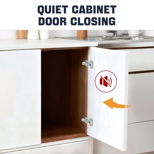 Mousike 50 Pack (25 Pair) Soft Close Cabinet Hinges, 1/2 Overlay Soft Close Hinges for Kitchen Cabinet, Stainless Steel, Built-in Damper, 100 Degree Opening Angle, 6 Way Adjustment - color: Silver, size: 50 Pack