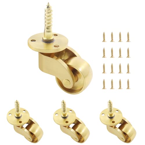 Luomorgo 4 Pcs Universal Stem Casters Brass Heavy Duty Swivel Wheels
