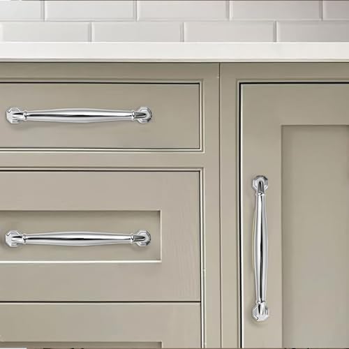 khtumeware 10 Pack 3 Inch(76mm) Polished Chrome Cabinet Pulls Heavy Duty Solid Cabinet Handles Heavy Duty Solid Cabinet Hardware for Cupboard Drawer Pulls Dresser Handle - color: Polished Chrome, size: 3 inch Hole Center