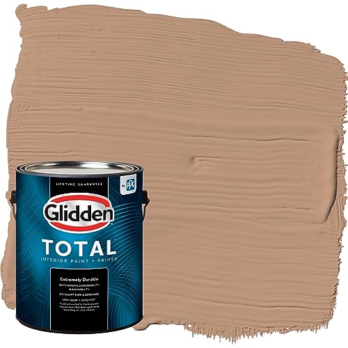 Glidden Total Interior Wall Paint & Primer All-in-One, Cool Clay/Beige, Flat, 1 Gallon - color: Cool Clay, size: 128 Fl Oz (Pack of 1)