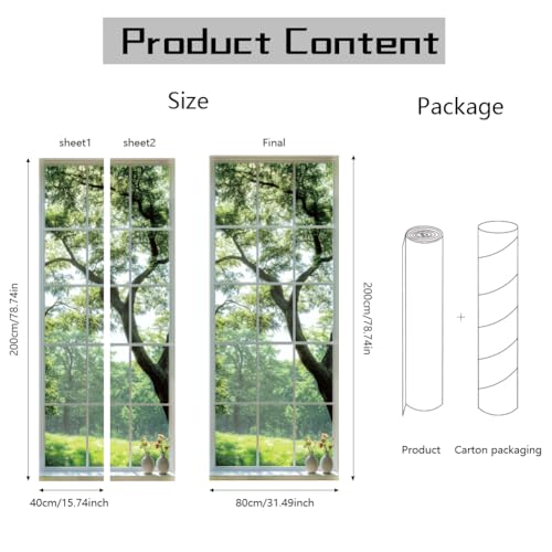 arricraft 2 Sheets Self-Adhesive Door Sticker, 80cmx200cm/31.5x78.7inch Windowsills Theme Door Murals Stickers PVC Removable Wallpaper Decoration for Home Bedrooms Living Room - style: Windowsills