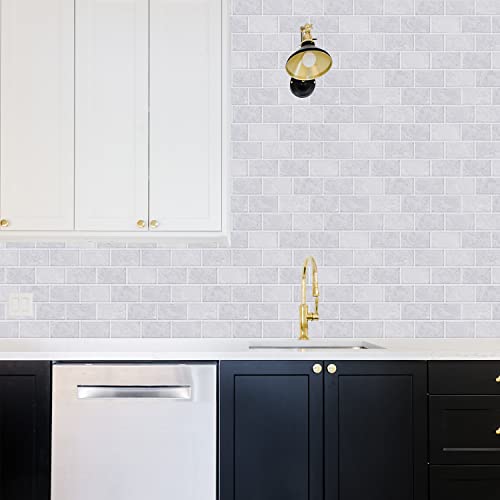 STICKGOO Subway Tile Peel and Stick Backsplash, Thicker Design 12" x 12" Stick on Backsplash Tiles for Kitchen, Bathroom, Wall Tile (10 Sheets, Cinderella Grey) - color: Cinderella Grey