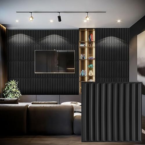 Heikki 30 Pack 3D Wall Panel for Interior Wall Décor, PVC Flower Textured Wall Panels for Living Room Bedroom Hotel Office, 11.8"x11.8", Double-Sided Tape (Black-XHT) - color: Black-XHT