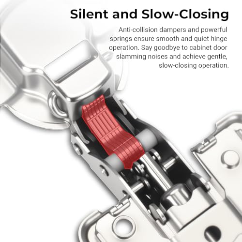 4 Pack 35mm Soft Close Full Overlay Cabinet Hinges, 3D Hydraulic - size: Full Overlay