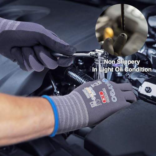 KAYGO Safety Work Gloves, MicroFoam Nitrile Coated, Men Women,KG18N - color: Gray, size: Small