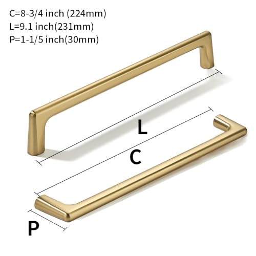 khtumeware 10 Pack Antique Champagne Bronze Cabinet Pulls 8-3/4 Inch(224mm) Hole Centers Satin Brass Cabinet Pulls Kitchen Cabinet Hardware for Cupboard Drawer Handles Dresser Pulls - color: Champagne Bronze, size: Cabinet Pulls 8-3/4" Hole Center