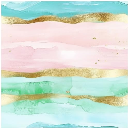 HAOKHOME Coastal Wallpaper Peel and Stick Beach Wave Striped Pink Blue Gold - color: Pink/Blue/Gold, size: 17.3in x 9.8ft