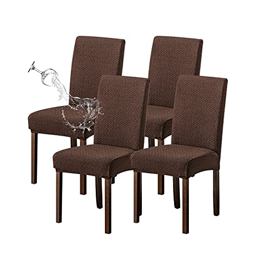 Genina Waterproof Chair Covers for Dining Room Chair Slipcovers Set of 4 - color: Chocolate, size: 14-18in Waterproof