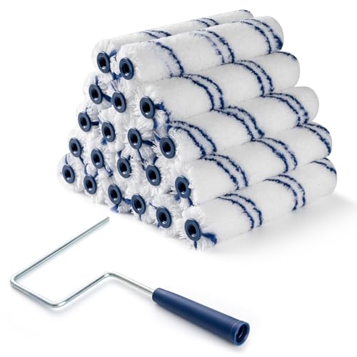 20Pcs 6 Inch Paint Rollers, Microfiber Covers with Roller Frame - size: 6 Inch Paint Roller Kit, 20 Pack