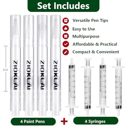 Touch Up Paint Pen 8PCS Set 4 Paint Touch Up Pens Fillable with Pointed, Round & Flat Tips Brushes Ideal for Wall Repair Window Wood Furniture Cabinet