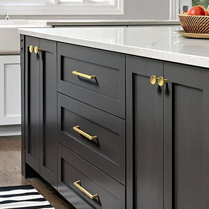 Goo-Ki 6 Pack Pure Brass Made Luxurious Cabinet Pulls,Matte,5 Inches Center to Center,Brushed Brass - color: Pure Brass, size: 5" Center to Center
