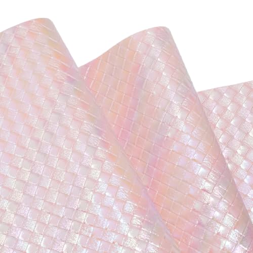 12"x54"Weave Faux Leather Fabric, Embossed Braided Faux Leather Roll for Crafts DIY and Upholstery Pleather Sheets (Rainbow Pink) - color: Rainbow Pink