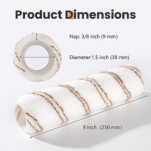 Mister Rui 9 Inch Paint Roller Kit with Microfiber Covers & Extension Pole - size: 11 Pack 9 Inch Paint Roller Kit & Extension Pole