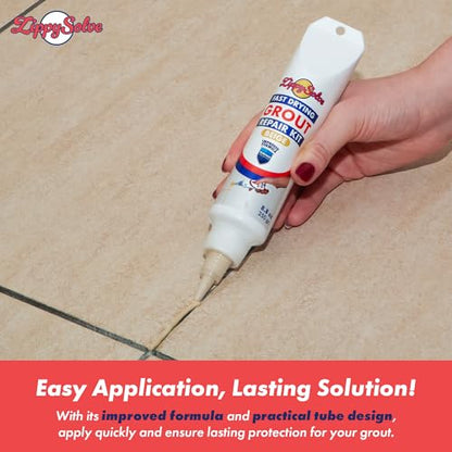 ZippySolve Tile Grout Repair Kit, Refresh Tile, Grout Sealer (8.8oz, Beige) - color: Beige