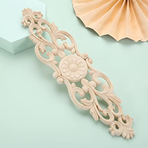 1Pc Wood Carved Appliques Furniture Wooden Carving Onlays Long Decals - size: 1-Pack