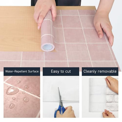 Peel and Stick Masking Tape for Furniture, Cabinets & Accent Walls – Pastel Pink Tile – Removable Japanese Fleece Fabric, Repositionable, No Residue, Water-Resistant, Made in Japan - color: ST005 : Pastel Pink Tile