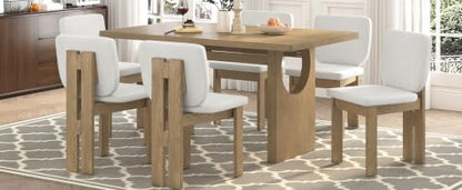 Dining Chairs, Set of 6, Upholstered, Natural Wood Wash - color: Natural Wood Wash