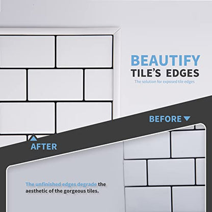 Art3d 10 ft Peel and Stick Flexible Molding Trim for Wall Tile Edge, White - color: White, size: 10 feet