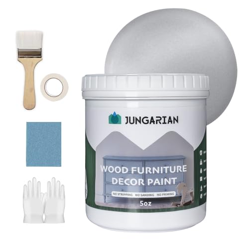 Furniture Paint Kit 5oz with Tools, Water-based & Low Odor No Sanding No Priming - Semi-Gloss Finish Indoor Outdoor Wood Paint for Cabinets, Doors, Tables and Dressers, Antique Silver - color: Antique Silver, style: 5 Fl Oz