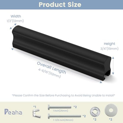 Peaha 10 Pack Adjustable Black Cabinet Drawer Pulls Overall Length 4" - color: Black, size: 1"-4"(25mm-102mm)