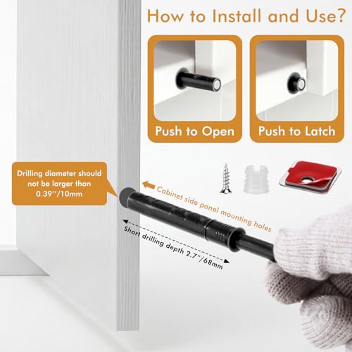 Lounsweer 50 Pack Magnetic Push Latches for Cabinets, Black Long - color: Black, size: Long
