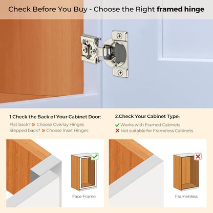 Soft Close Hinges for Kitchen Cabinet Hinges, 1/2 Inch Overlay, 60 Pack - size: 1/2 inch Overlay