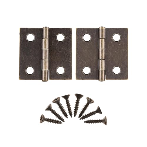 Antique Brass Butt Hinges - 1-1/2" x 1-1/2" - Pack of 2 - Cabinet Door and Box Hinges - BH6-SAB (1) - color: Antique Brass