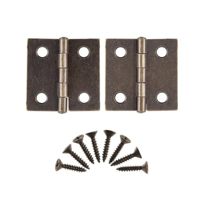 Antique Brass Butt Hinges - 1-1/2" x 1-1/2" - Pack of 2 - Cabinet Door and Box Hinges - BH6-SAB (1) - color: Antique Brass