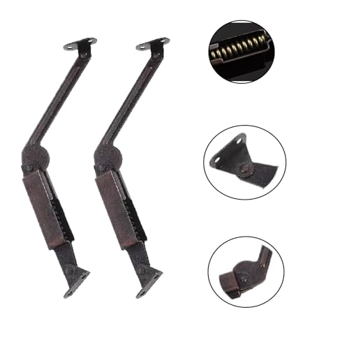 2-Piece Antique Bronze Spring-Loaded Cover Plate Support Hinge (with Screws) - Suitable for Tables, Toy Boxes, and Furniture Cabinet Hardware, Easy to Install, Rust-Proof and Durable.