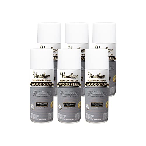 Varathane Premium Fast Dry Weathered Gray Wood Stain Spray - color: Weathered Gray, size: 10.25 Ounce (Pack of 6)
