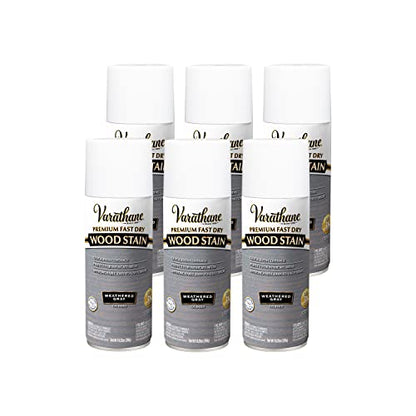 Varathane Premium Fast Dry Weathered Gray Wood Stain Spray - color: Weathered Gray, size: 10.25 Ounce (Pack of 6)