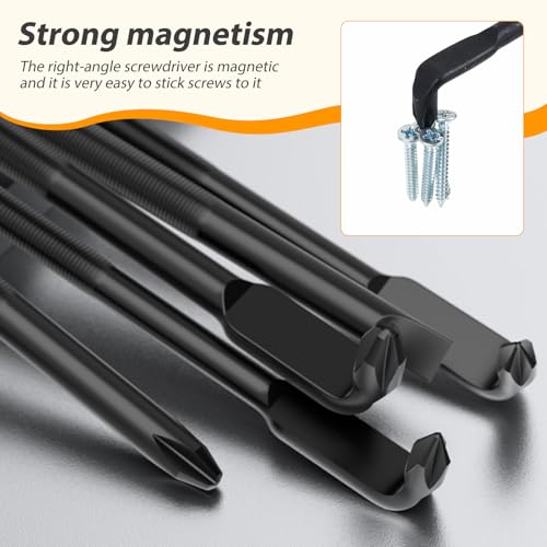 3Pcs Right Angle Offset Screwdriver Set - L Type 90 Degree Double End Screwdriver, 15mm Elbow Design, Low Profile Magnetic Offset Screwdriver for Tight Narrow Space