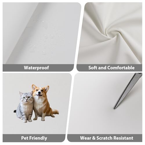 Faux Leather Vinyl Upholstery Fabric by The Yard 1.3mm Thick 55" x 108" - color: Off White, size: 3 Yards