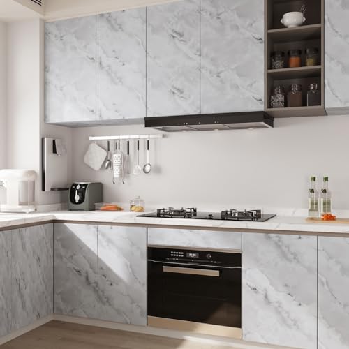 CRE8TIVE 12"x80" Matte Grey Cloudy Marble Contact Paper Waterproof Removable Marble Wallpaper Kitchen Countertop Peel and Stick Self Adhesive Vinyl Warp for Bedroom Bathroom Desks Table Top Sticker - color: Gray, size: 12" x 80"