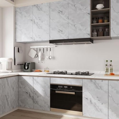 CRE8TIVE 12"x80" Matte Grey Cloudy Marble Contact Paper Waterproof Removable Marble Wallpaper Kitchen Countertop Peel and Stick Self Adhesive Vinyl Warp for Bedroom Bathroom Desks Table Top Sticker - color: Gray, size: 12" x 80"
