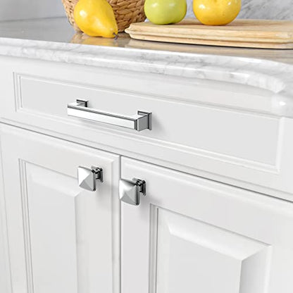 Amerdeco 10 Pack Polished Chrome Cabinet Pulls 3 Inch(76mm) Hole Center Cabinet Hardware Kitchen Cabinet Handles for Bathroom Drawer Pulls Dresser Pulls ZH0001 - color: Polished Chrome, size: 3" hole center, style: 10 Pack