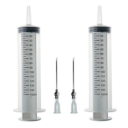 2Pcs-150ml syringe, 150cc syringe,Kitchen syringe glue syringe plastic syringe, large volume syringe with needle, dispensing syringes (150ml) - size: 150ml