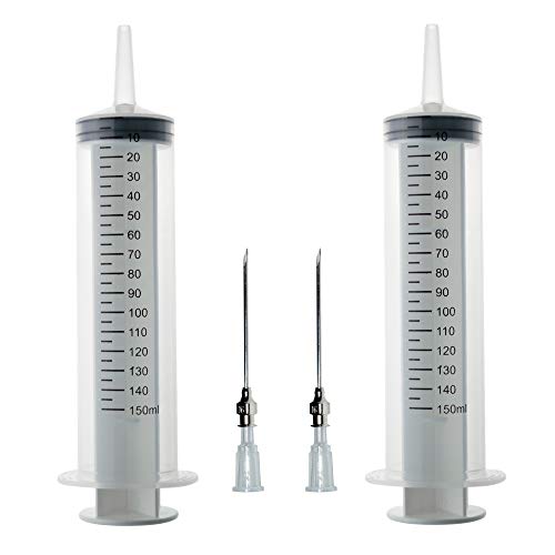 2Pcs-150ml syringe, 150cc syringe,Kitchen syringe glue syringe plastic syringe, large volume syringe with needle, dispensing syringes (150ml) - size: 150ml