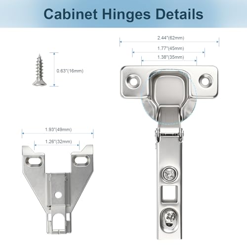 KNOBWELL Kitchen Cabinet Door Hinges Full Overlay Hidden Hinges, 1 Pair