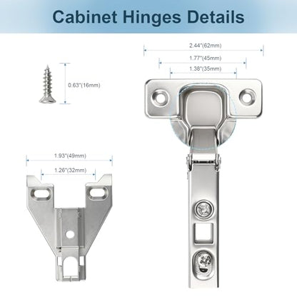 KNOBWELL Kitchen Cabinet Door Hinges Full Overlay Hidden Hinges, 1 Pair