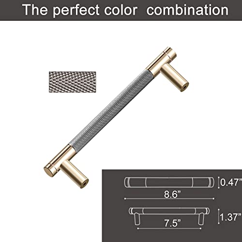 12 Pack 7 1/2 Inch 192 mm Barrel Cabinet Pulls Gold and Grey Cupboard Aluminum Handles Drawer Pull Cabinet Handles - color: Gold and Grey, size: 7 1/2 Inch