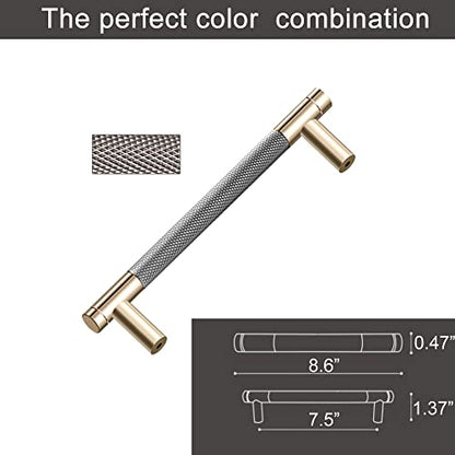 12 Pack 7 1/2 Inch 192 mm Barrel Cabinet Pulls Gold and Grey Cupboard Aluminum Handles Drawer Pull Cabinet Handles - color: Gold and Grey, size: 7 1/2 Inch