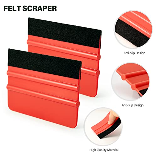 Gomake Vinyl Wrap Tool Kit Car Window Tint Installation Tools Wrapping Kit - color: Red
