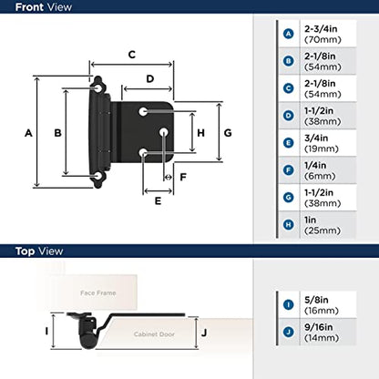 Amerock 1 Pair Variable Overlay Reverse Bevel Matte Black Cabinet Hinge - color: Matte Black, size: Reverse Bevel