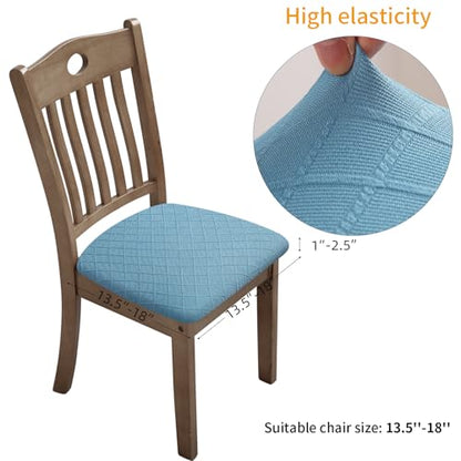 Fuloon Dining Chair Seat Covers Stretch Slipcovers, 6 Pack, Lake Blue - color: Lake Blue, size: Not Waterproof